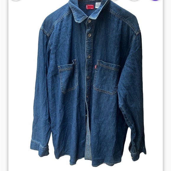 Levi’s Red Tab Men's Denim Button-up Shirt Size Large - Medium Wash Loose Fit - Picture 3 of 8